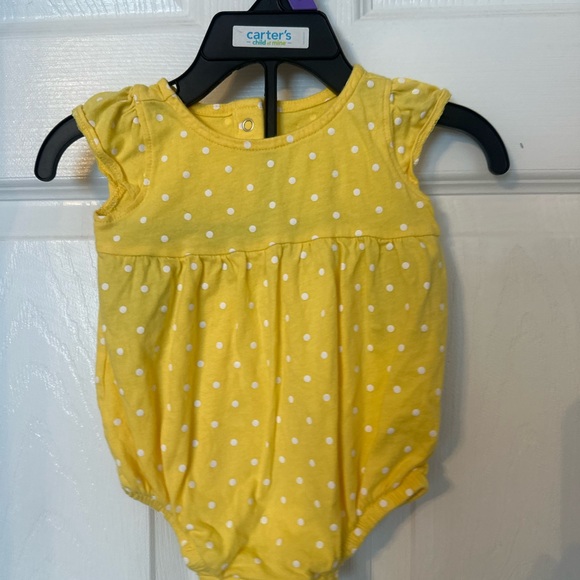 Old Navy Other - Old Navy Yellow and White Polka Dot Baby Romper